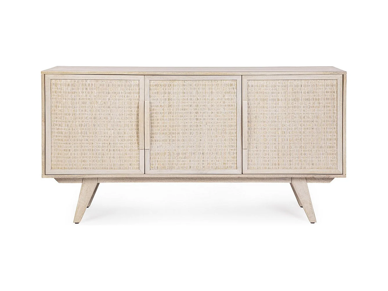 Buffet bas en bois de manguier blanchi 3 portes - SHANNA