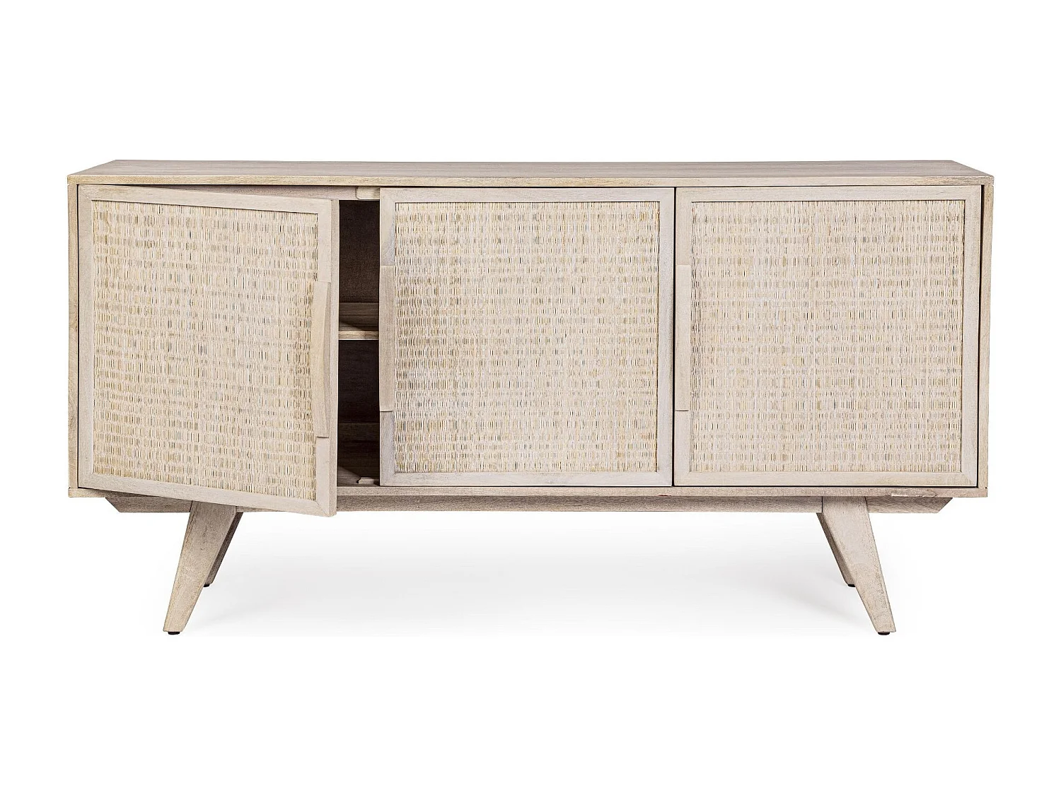 Buffet bas en bois de manguier blanchi 3 portes - SHANNA