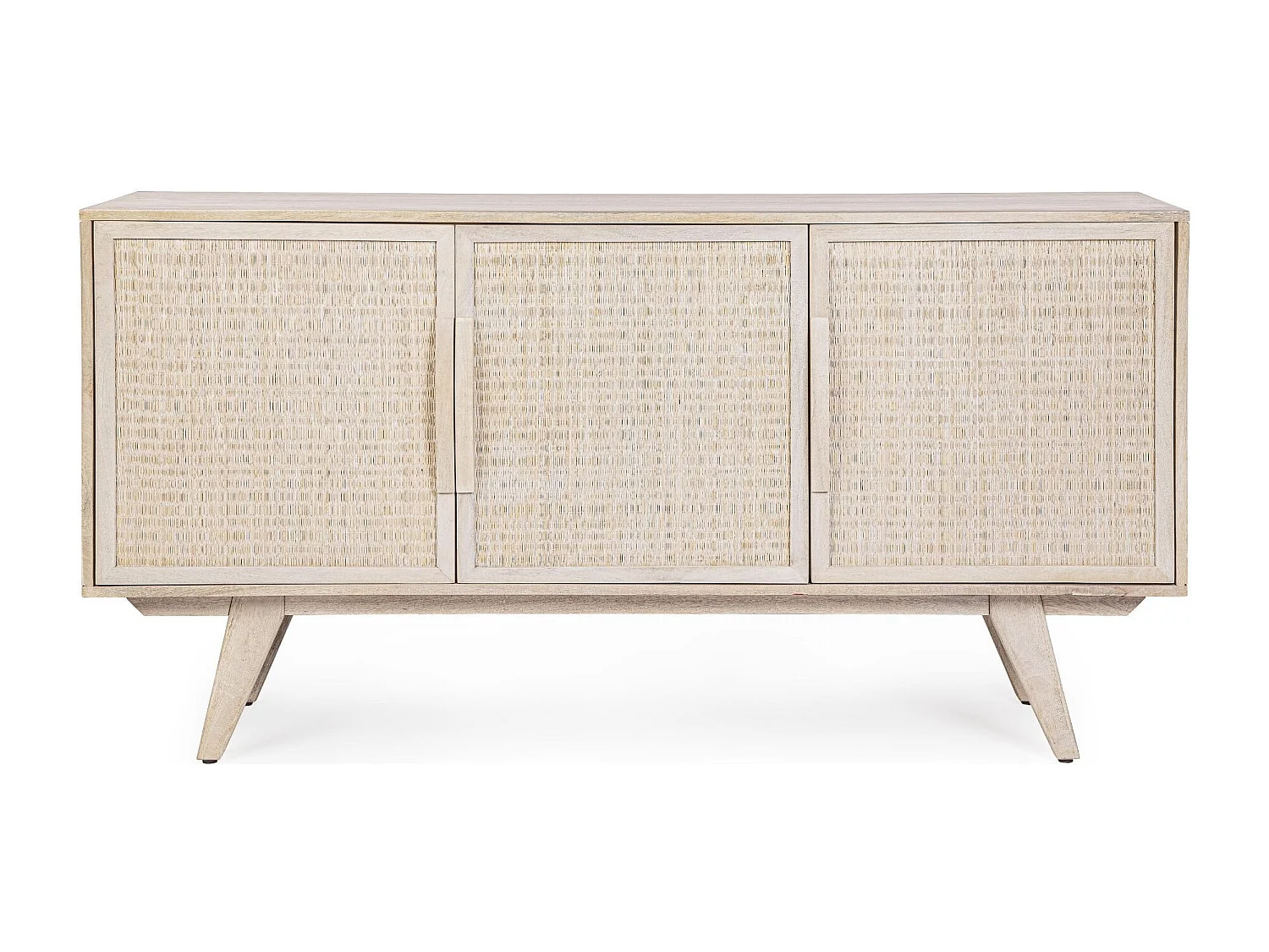 Buffet bas en bois de manguier blanchi 3 portes - SHANNA