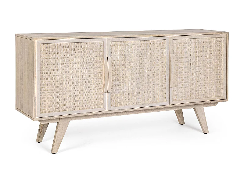 Buffet bas en bois de manguier blanchi 3 portes - SHANNA