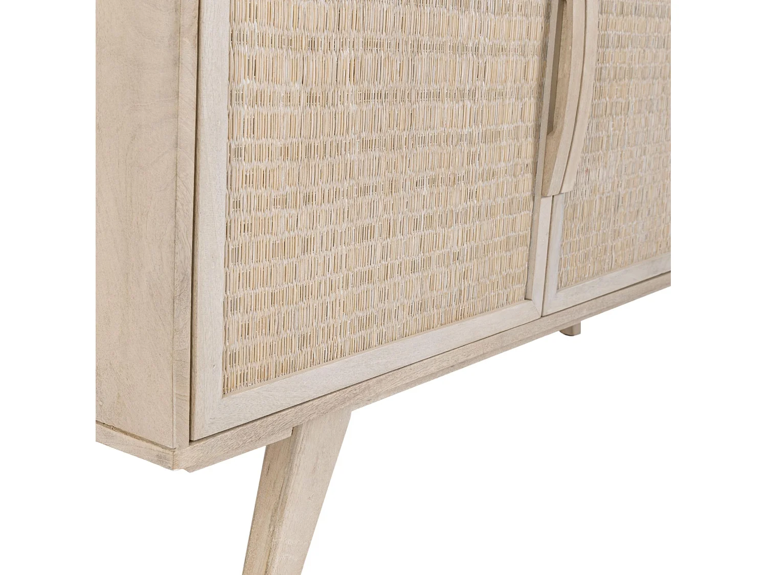 Buffet bas en bois de manguier blanchi 2 portes 3 tiroirs - SHANNA