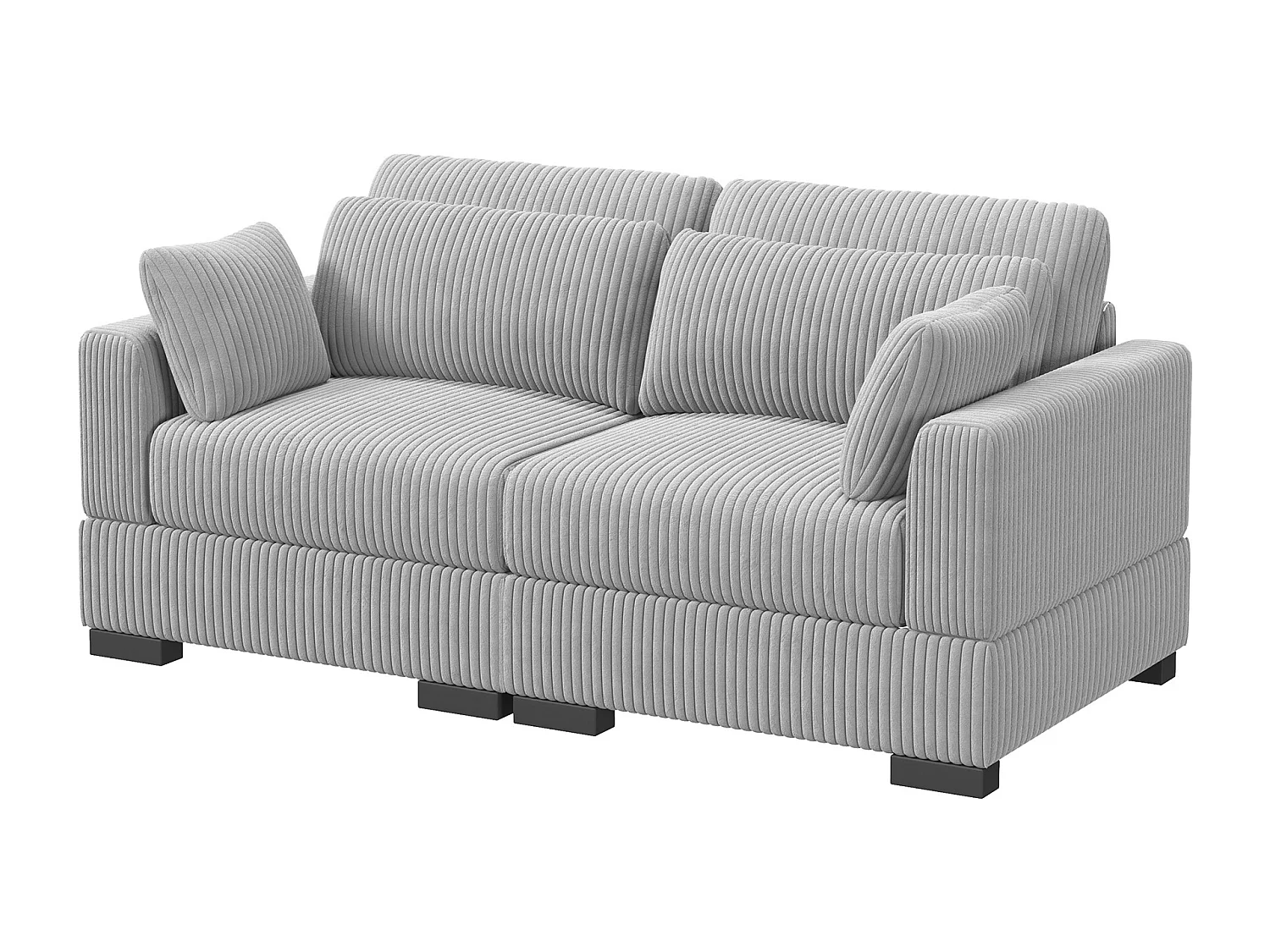 Graues Cord-Sofa mit Armlehnen links und rechts, frei kombinierbar