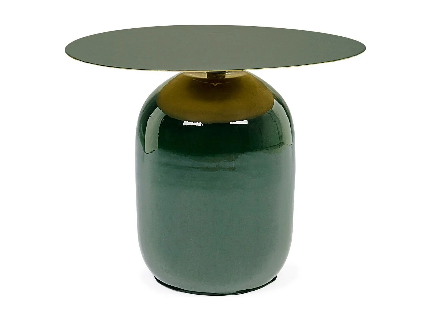 Bout de canapé rond en métal émaillé vert D50 - MANILA