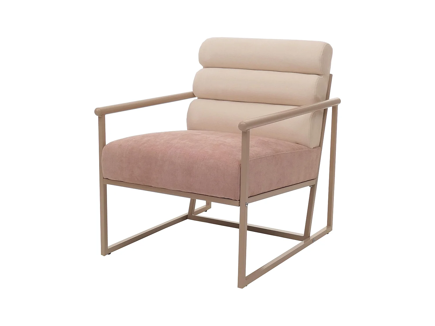 Fotel wypoczynkowy MCW-O38,  beżowy, tapicerka różowa