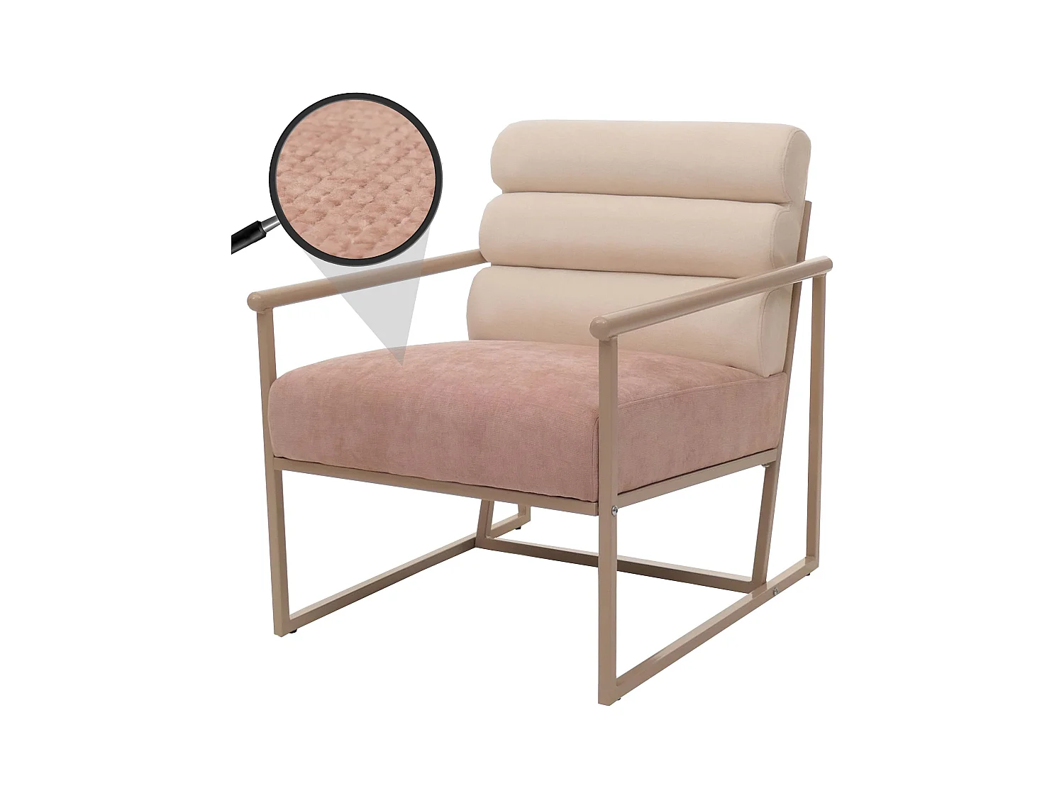 Fotel wypoczynkowy MCW-O38,  beżowy, tapicerka różowa