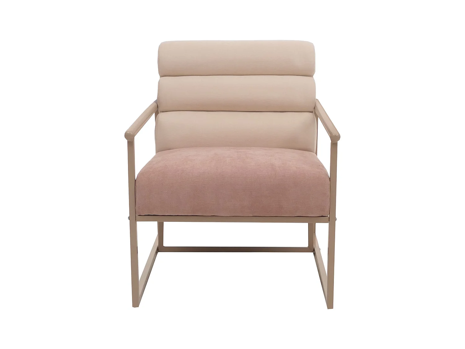 Fotel wypoczynkowy MCW-O38,  beżowy, tapicerka różowa