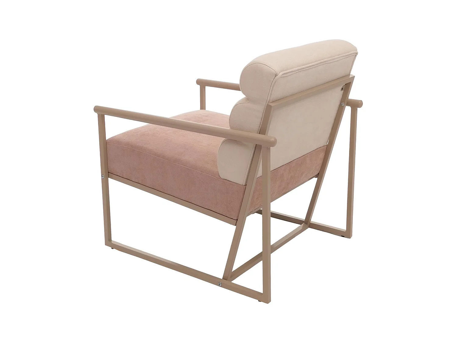 Fotel wypoczynkowy MCW-O38,  beżowy, tapicerka różowa