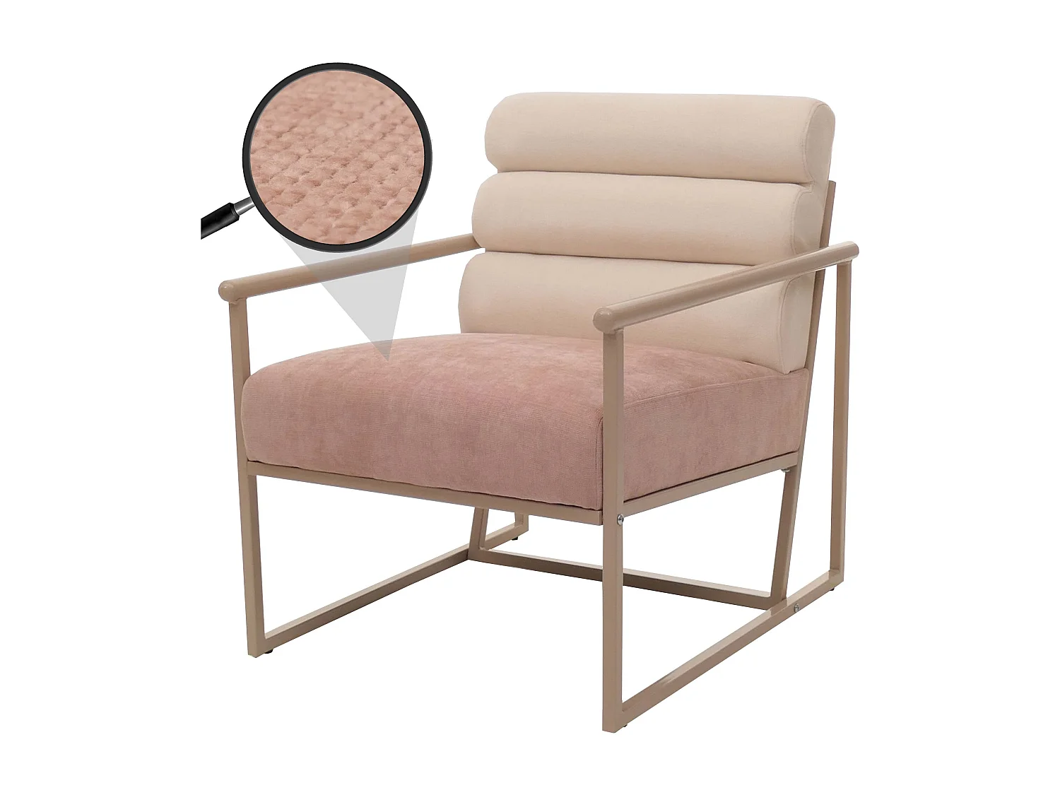 Fauteuil de salon MCW-O38,  beige, rembourrage rose
