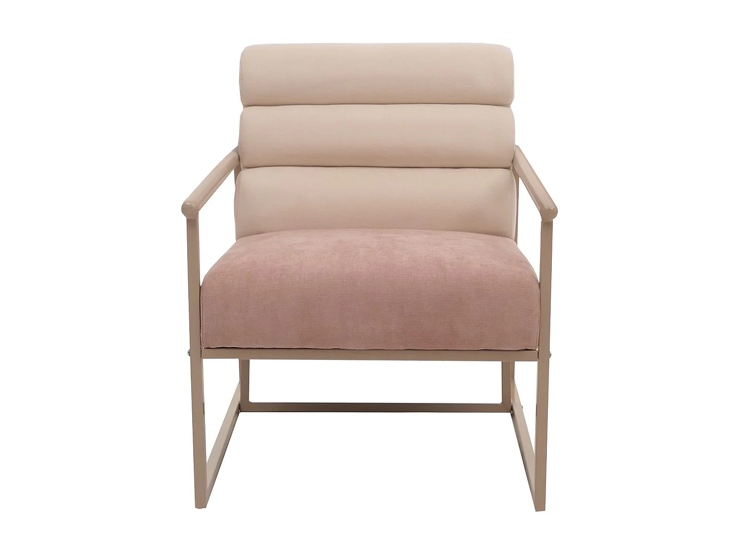 Fauteuil de salon MCW-O38,  beige, rembourrage rose