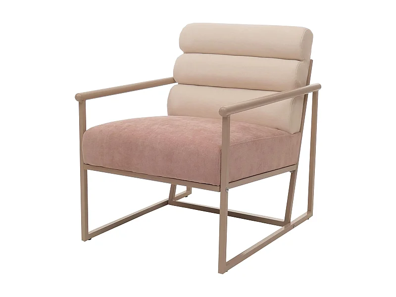 Fauteuil de salon MCW-O38,  beige, rembourrage rose