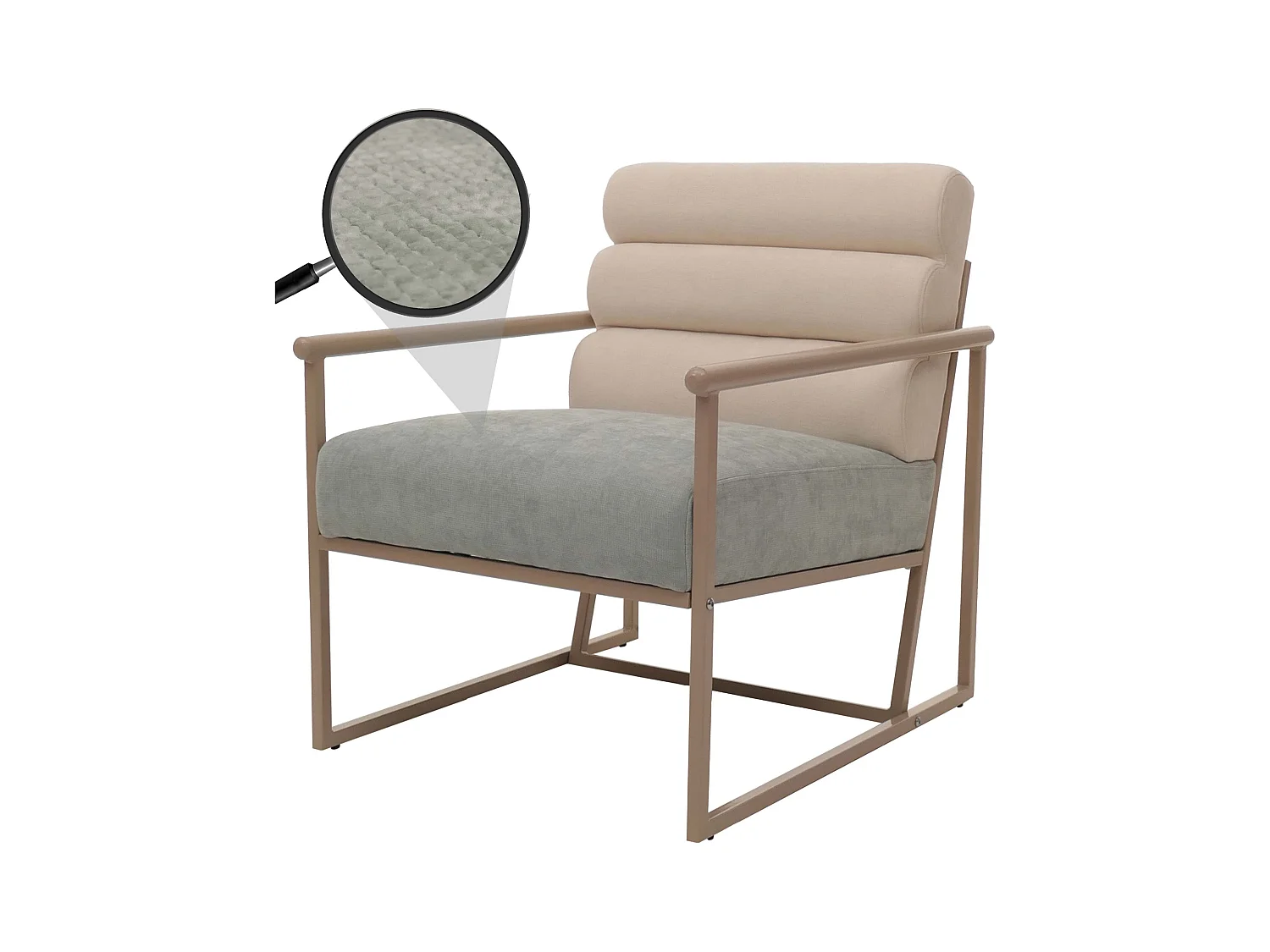 Fotel wypoczynkowy MCW-O38,  beżowa, niebiesko-zielona tapicerka