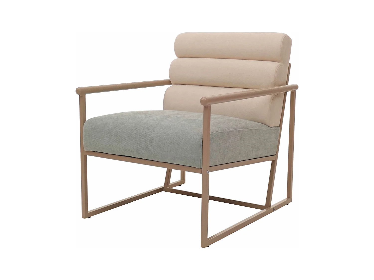 Fauteuil de salon MCW-O38,  beige, rembourrage bleu-vert