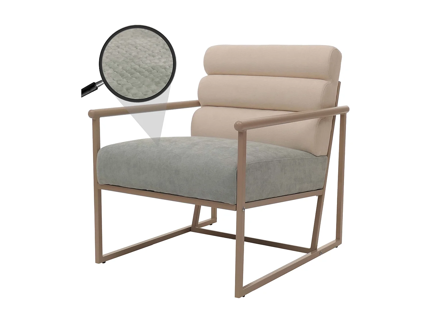 Fauteuil de salon MCW-O38,  beige, rembourrage bleu-vert