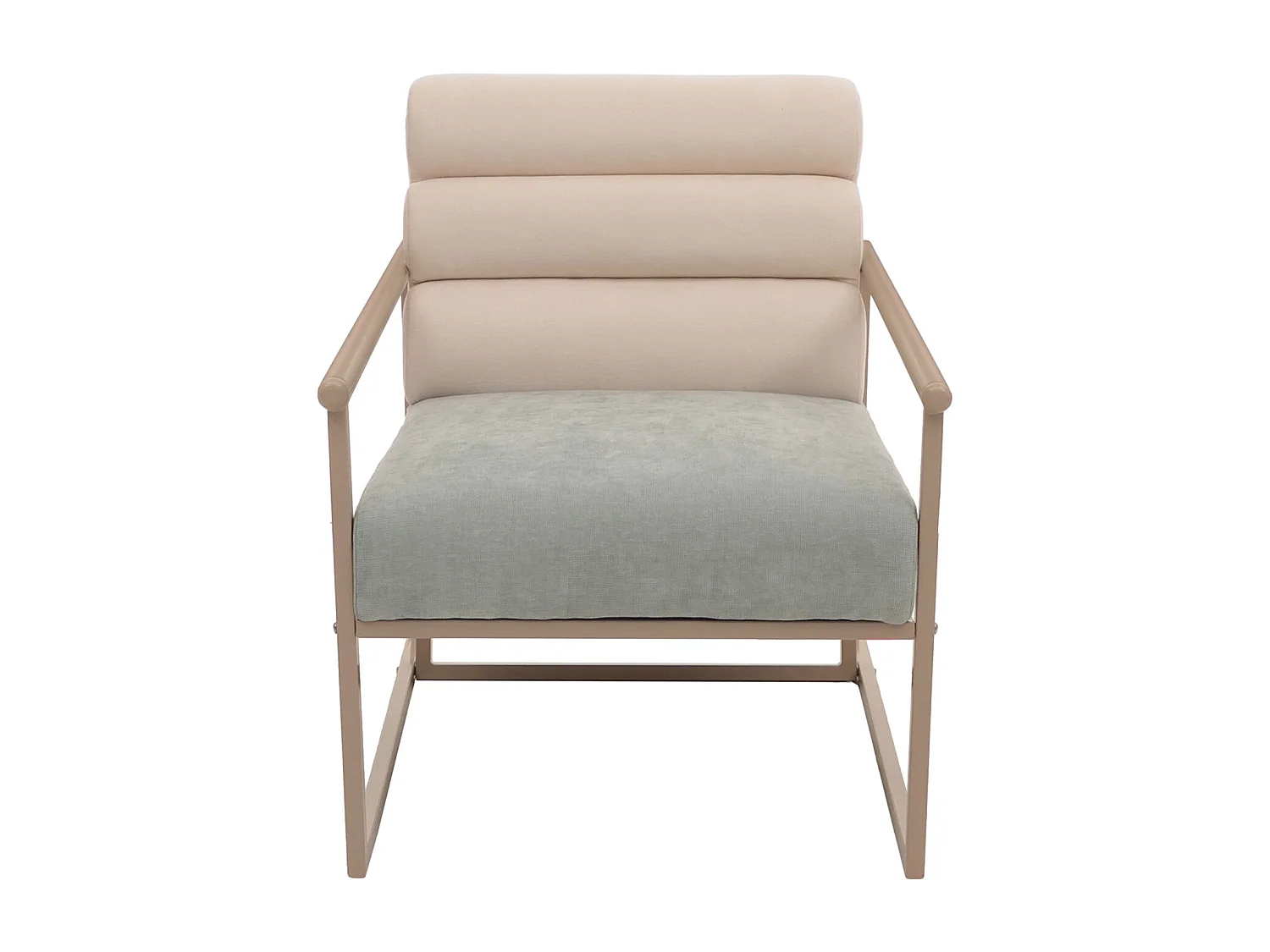 Fauteuil de salon MCW-O38,  beige, rembourrage bleu-vert