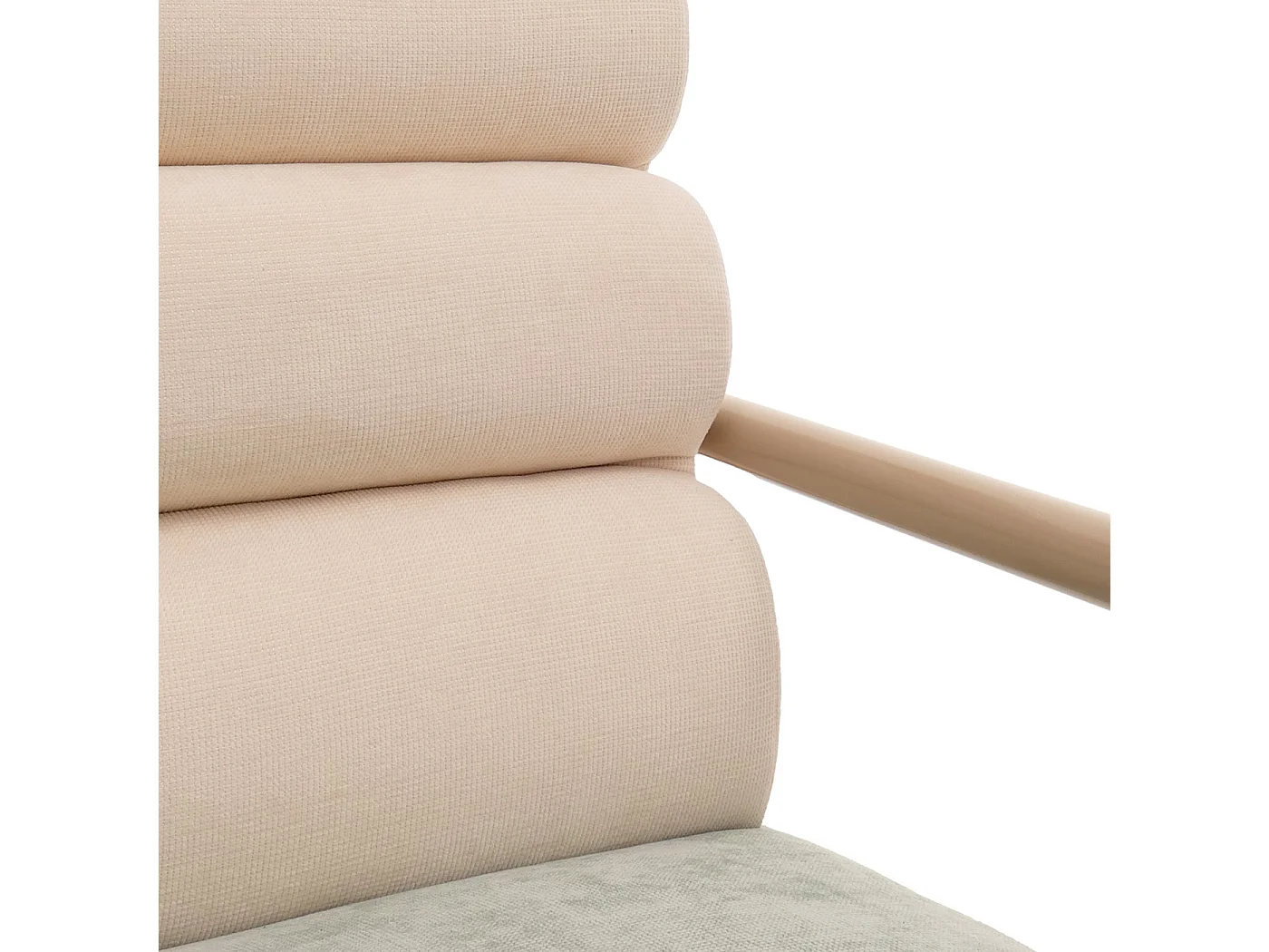 Fauteuil de salon MCW-O38,  beige, rembourrage bleu-vert