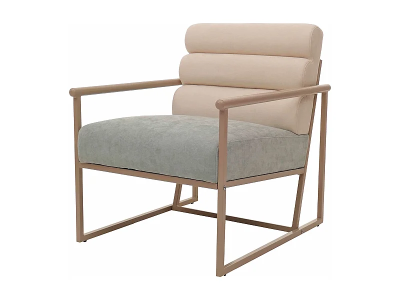 Poltrona lounge MCW-O38, sedia club imbottita, stoffa/tessuto (420 g/m²) metallo MVG ~ beige, rivestimento blu verde
