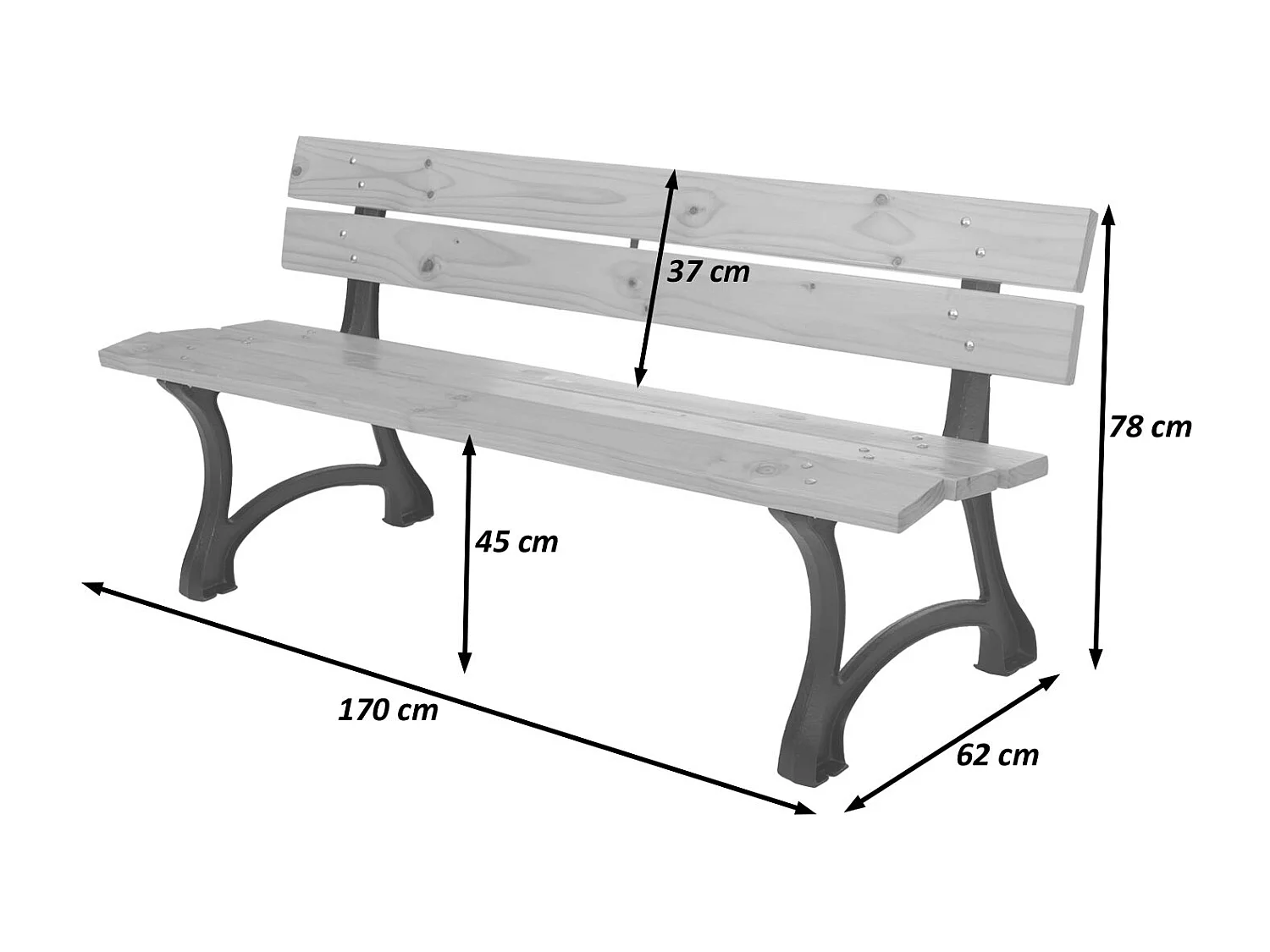 Ławka ogrodowa MCW-O20,  teak