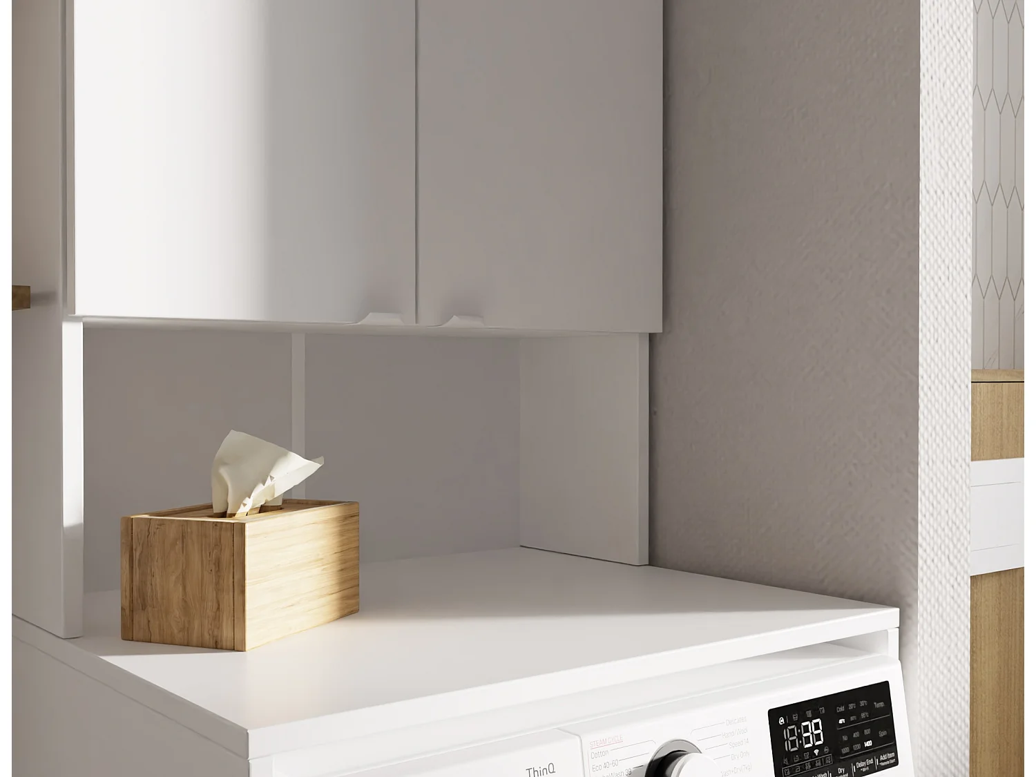 Armoire pour Machine À Laver Meuble De Rangement Salle De Bain 65 x 90 x 56 cm