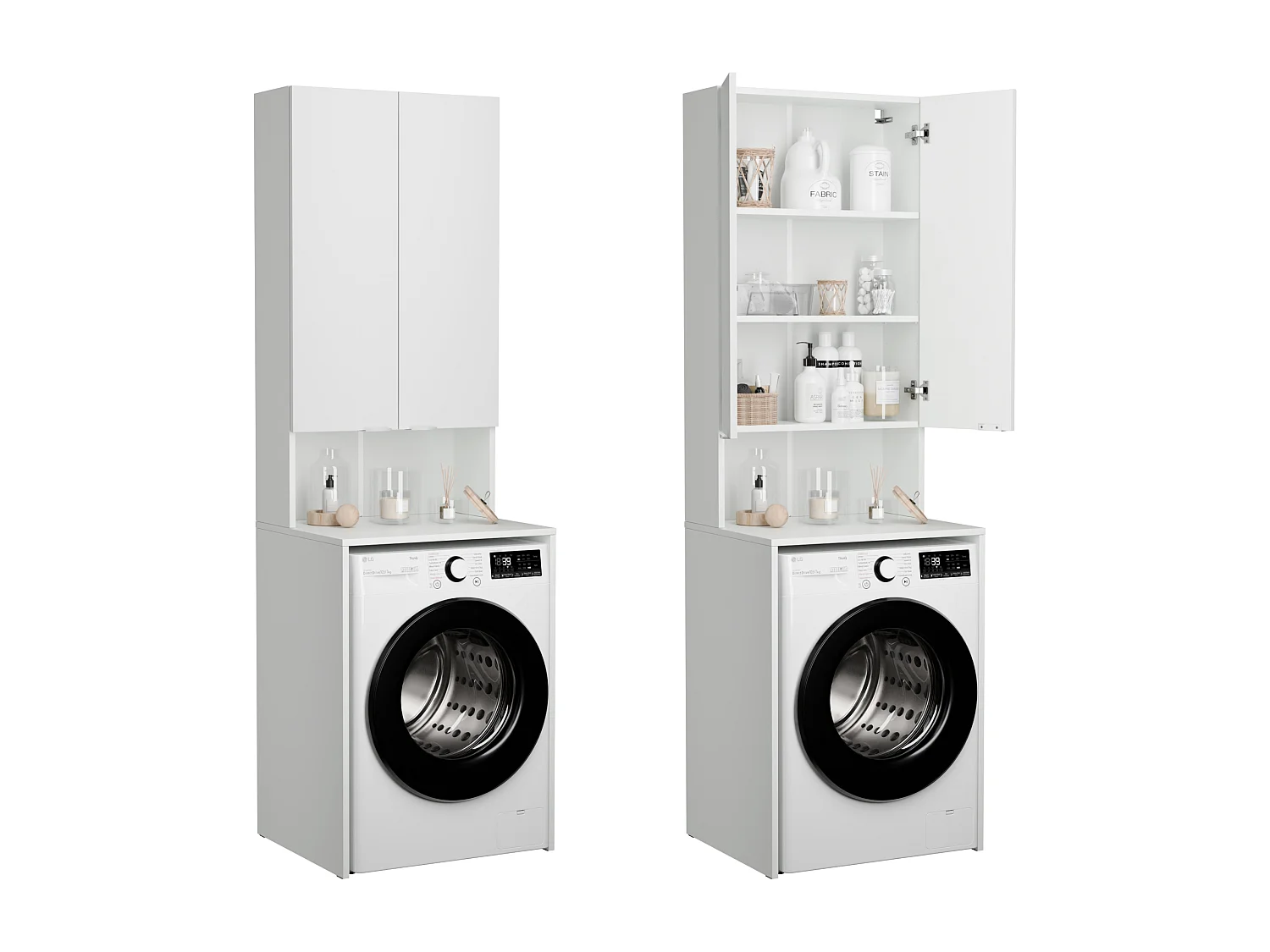 Armoire pour Machine À Laver Meuble De Rangement Salle De Bain 65 x 90 x 56 cm