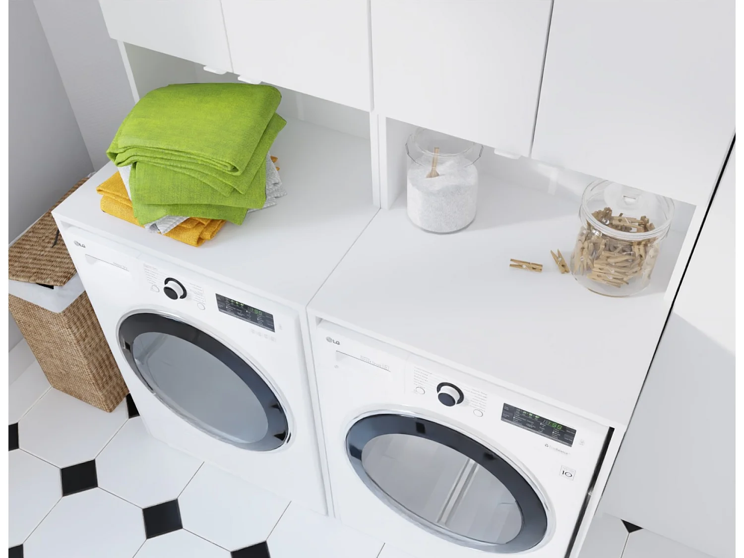 Armoire pour Machine À Laver Meuble De Rangement Salle De Bain 65 x 90 x 56 cm