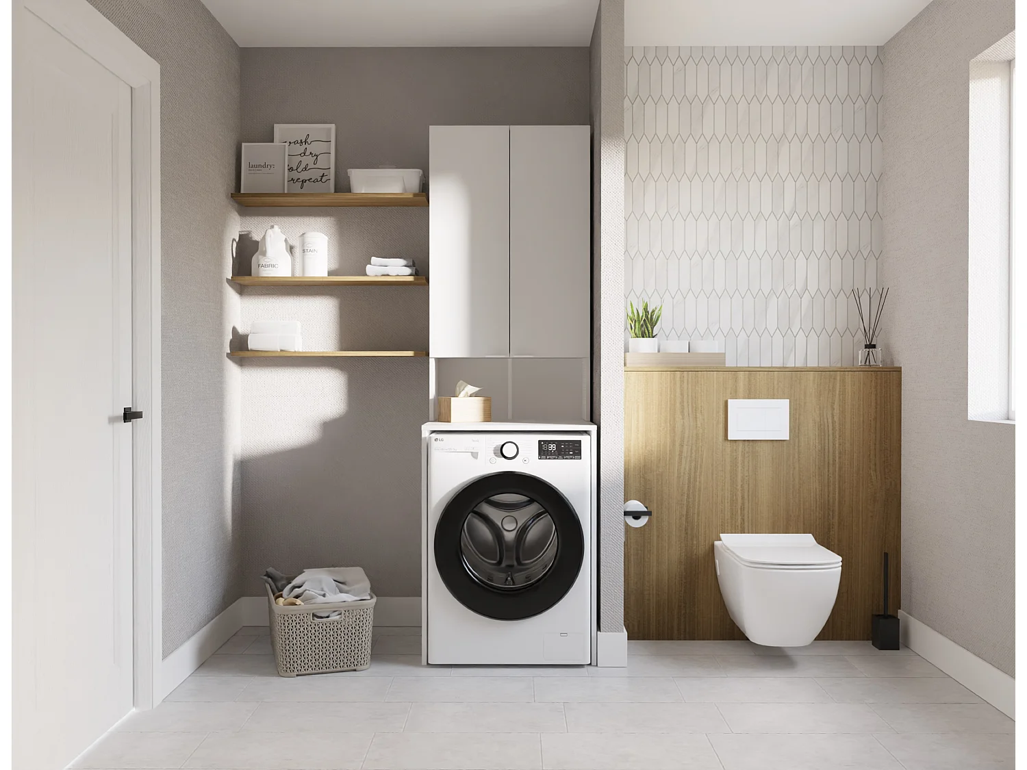 Armoire pour Machine À Laver Meuble De Rangement Salle De Bain 65 x 90 x 56 cm