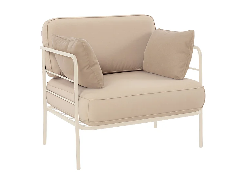 Gartenstuhl- mit wasserabweisendem Stoff - Beige/Creme - PREGGEL