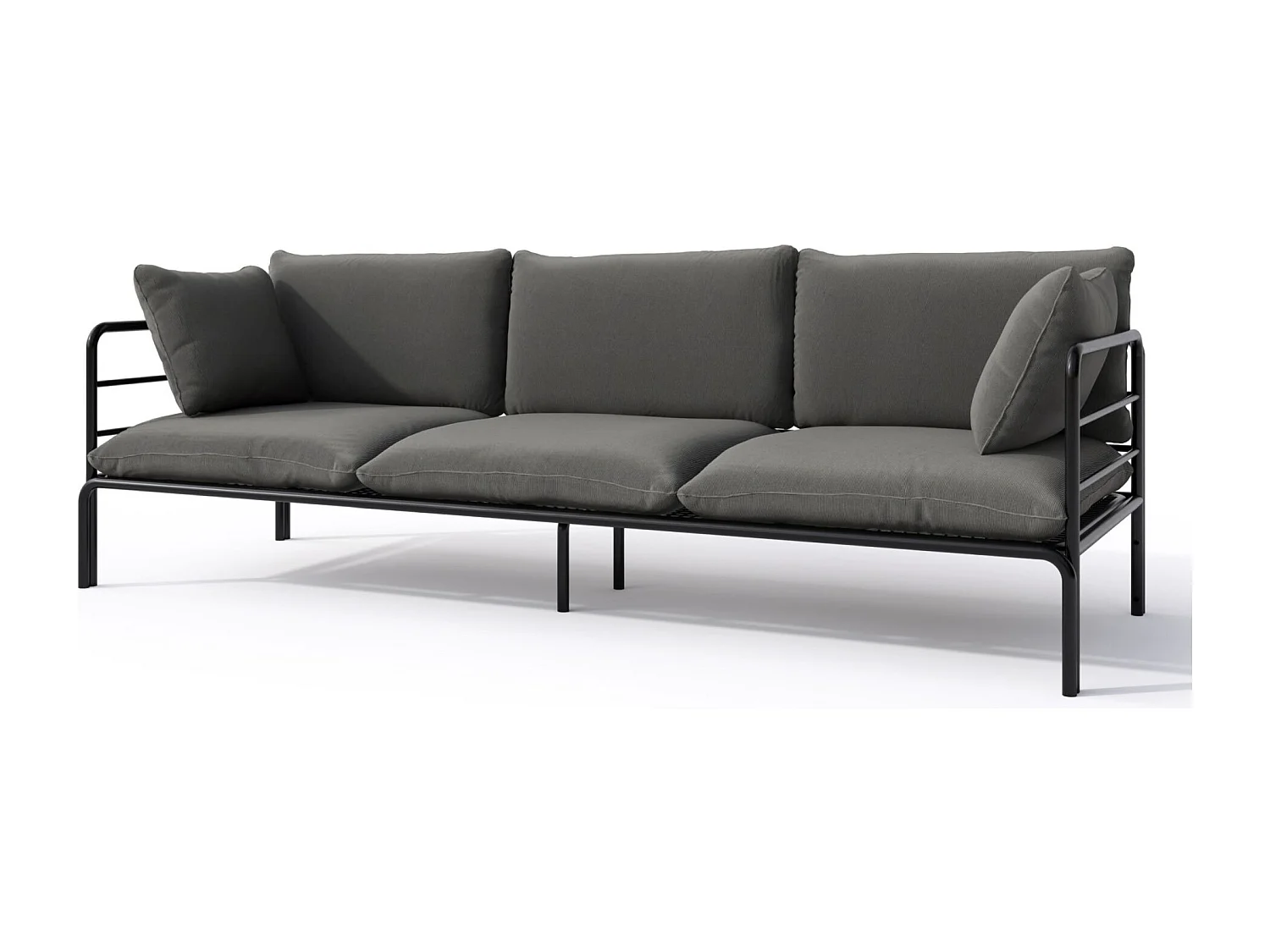 Garten-Sofa 3-Sitzer - wasserabweisend - anthrazit/schwarz - WORCULLY