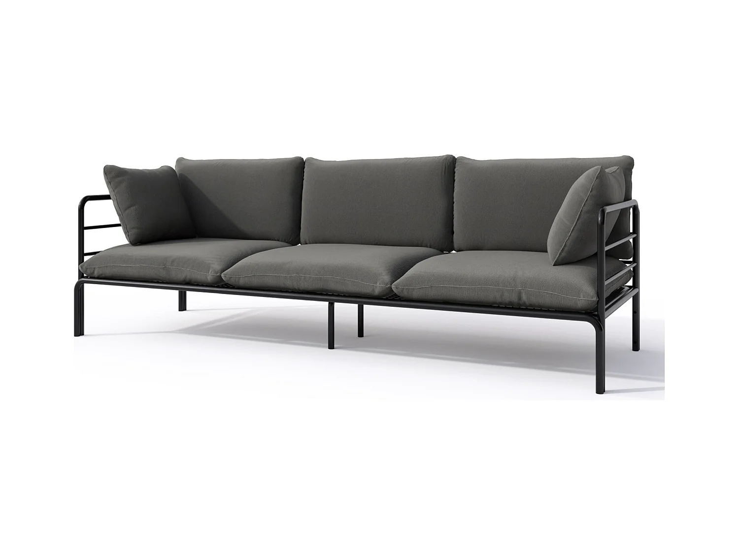 Garten-Sofa 3-Sitzer - wasserabweisend - anthrazit/schwarz - WORCULLY