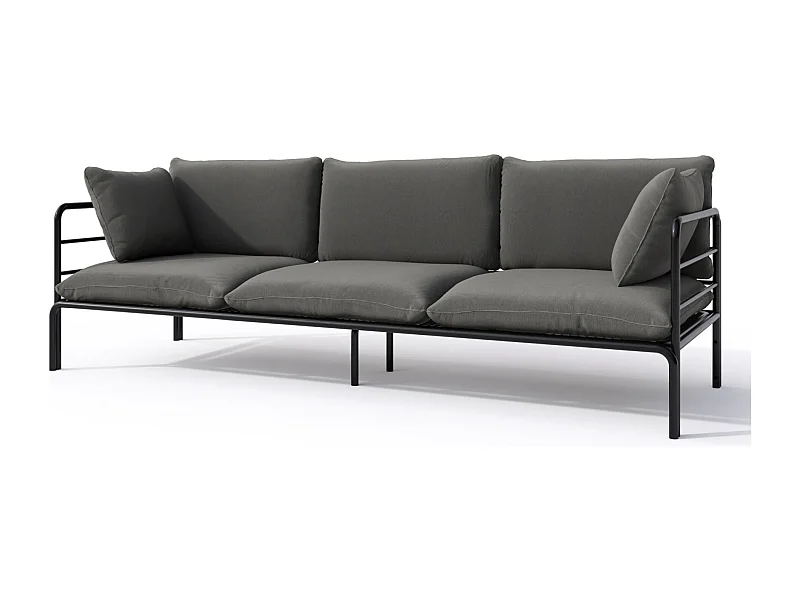 Garten-Sofa 3-Sitzer - wasserabweisend - anthrazit/schwarz - WORCULLY