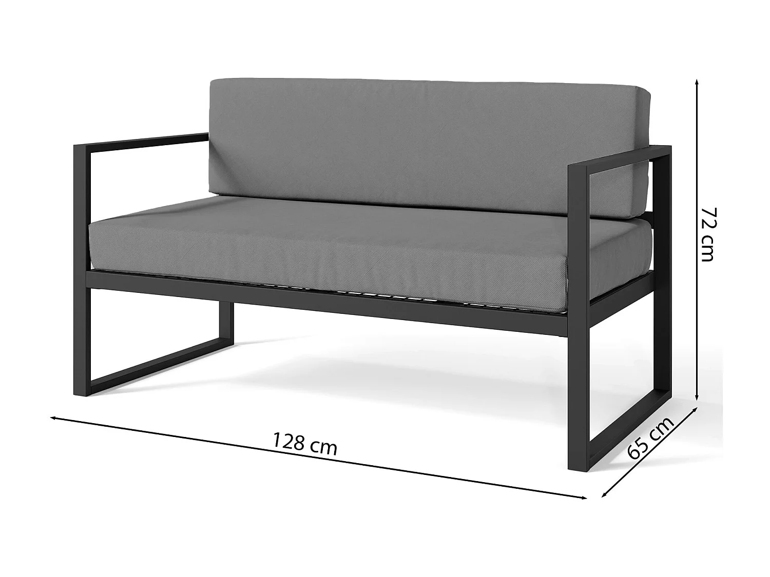 Garten-Sofa 2-Sitzer - wasserabweisend - grau/graues -DYWILLY