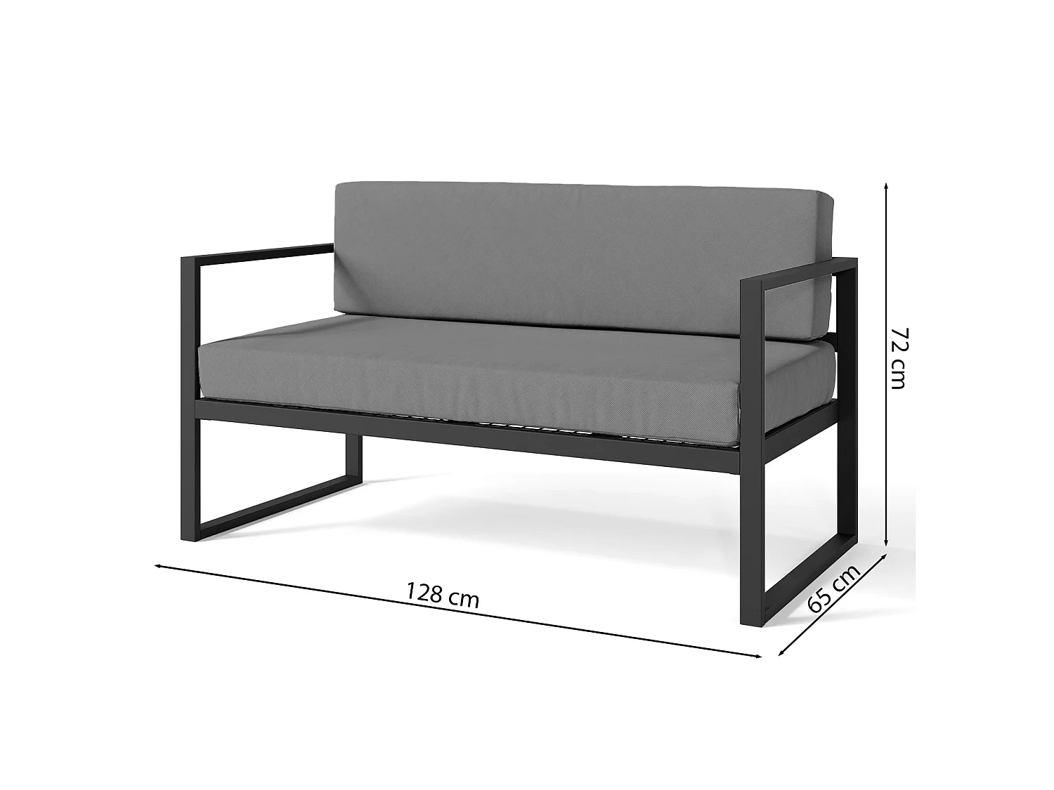 Garten-Sofa 2-Sitzer - wasserabweisend - grau/graues -DYWILLY