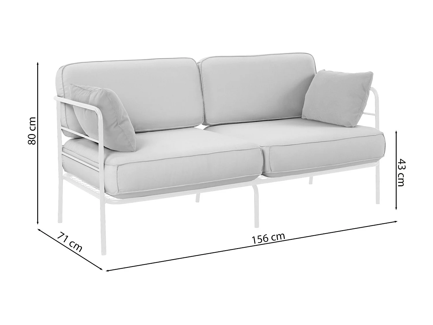 Garten-Sofa 2-Sitzer - wasserabweisend - beige/creme - 156 cm - PREGGEL