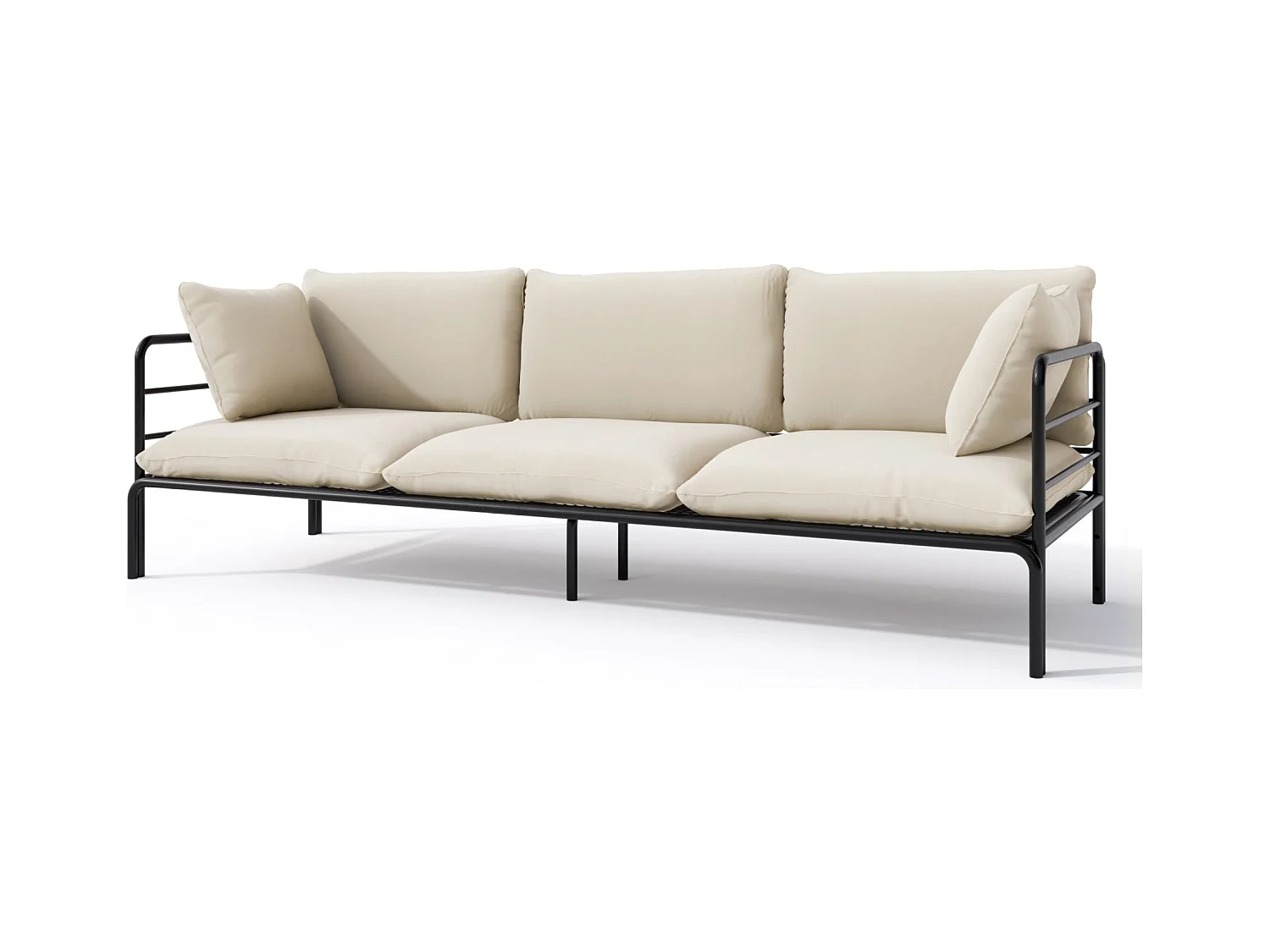 Garten-Sofa 3-Sitzer - wasserabweisend - beige/schwarz - WORCULLY