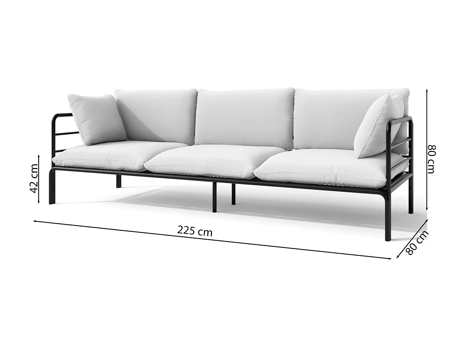 Garten-Sofa 3-Sitzer - wasserabweisend - beige/schwarz - WORCULLY