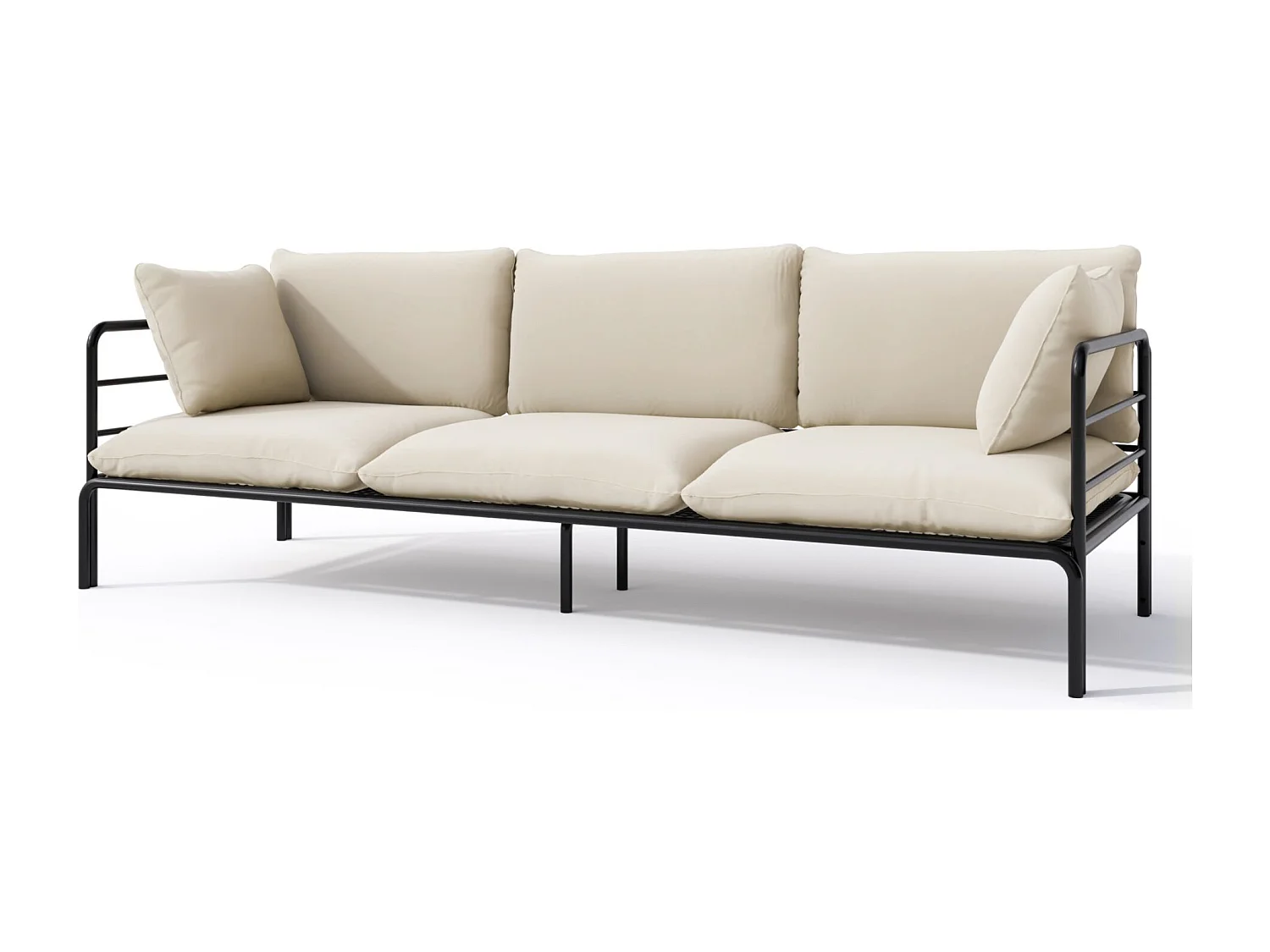 Garten-Sofa 3-Sitzer - wasserabweisend - beige/schwarz - WORCULLY