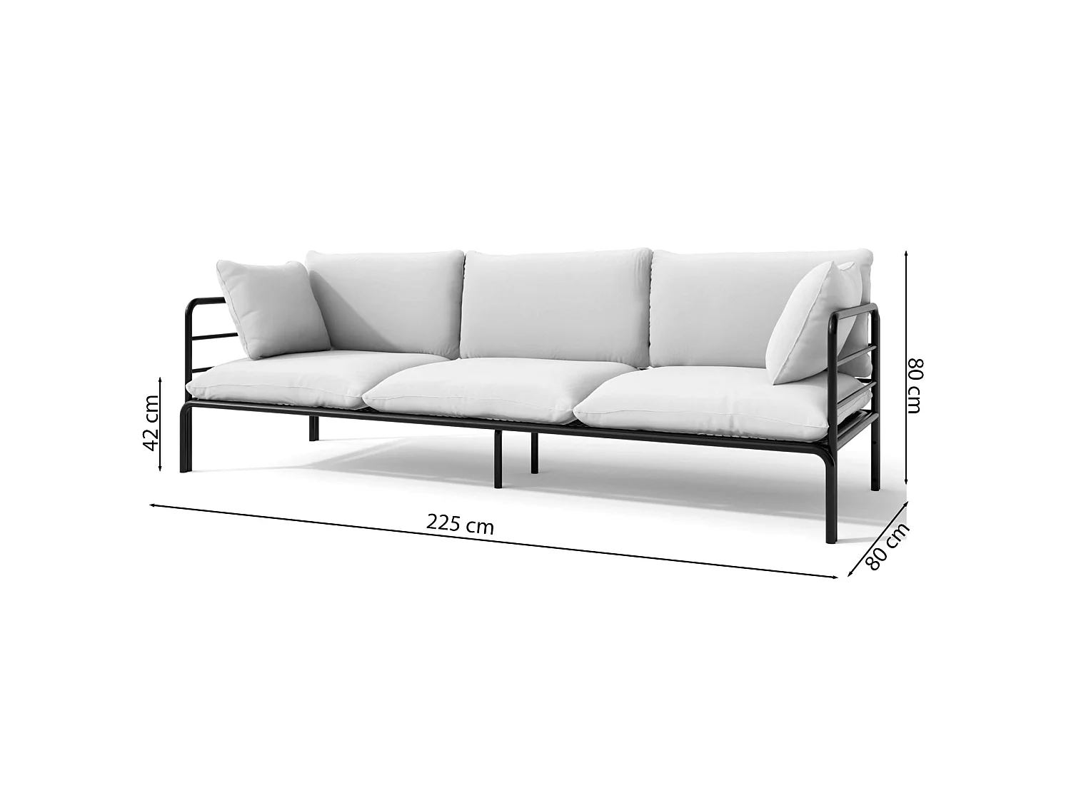 Garten-Sofa 3-Sitzer - wasserabweisend - beige/schwarz - WORCULLY