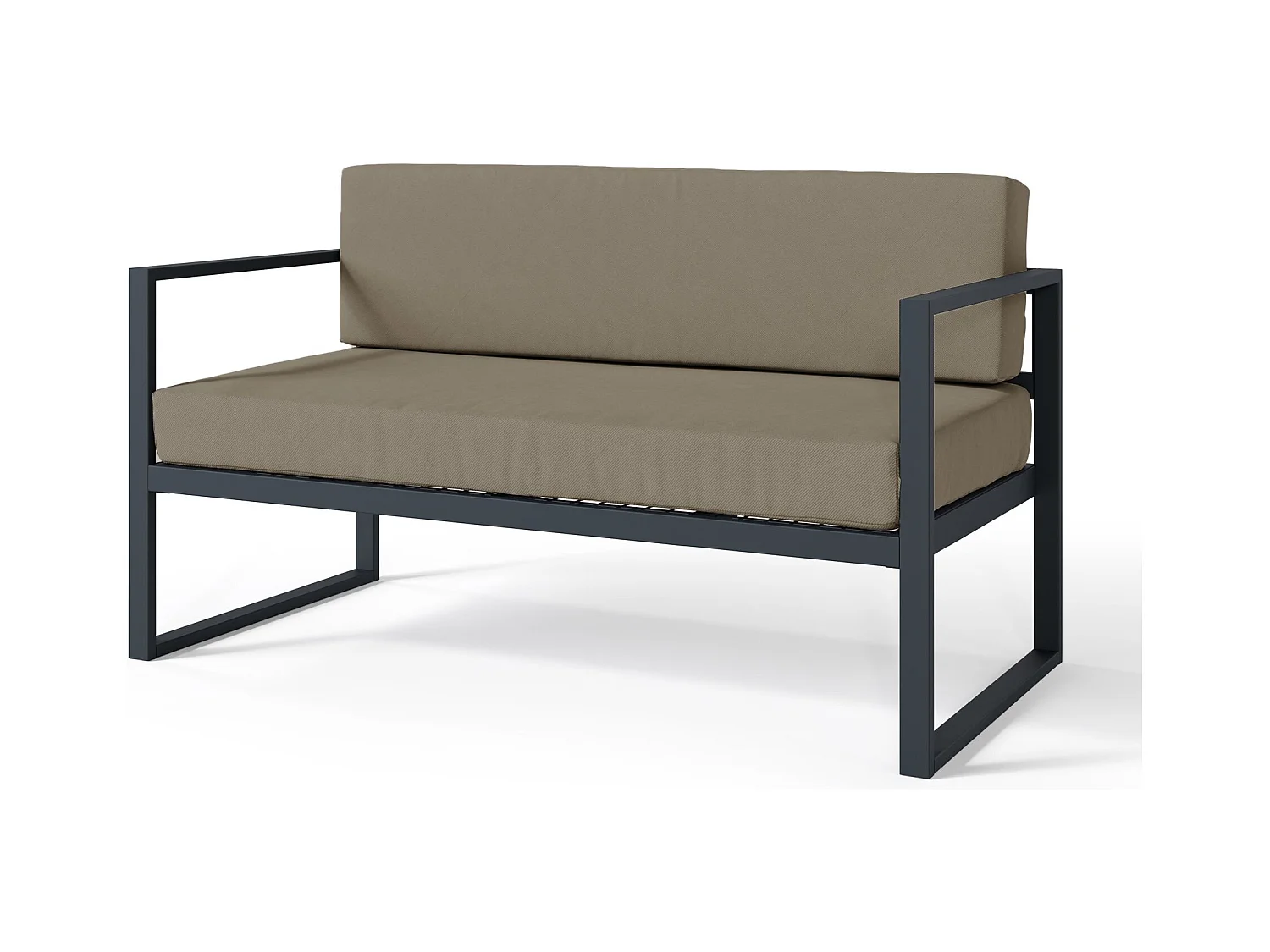 Garten-Sofa 2-Sitzer - wasserabweisend - hellbraun/schwarz - DYWILLY