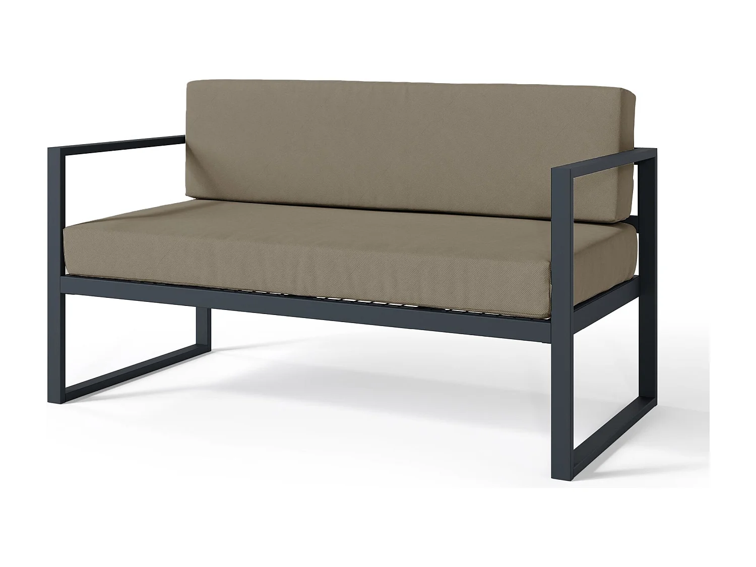 Garten-Sofa 2-Sitzer - wasserabweisend - hellbraun/schwarz - DYWILLY