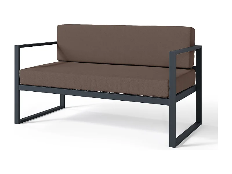 Garten-Sofa 2-Sitzer - wasserabweisend - braun/schwarz - DYWILLY