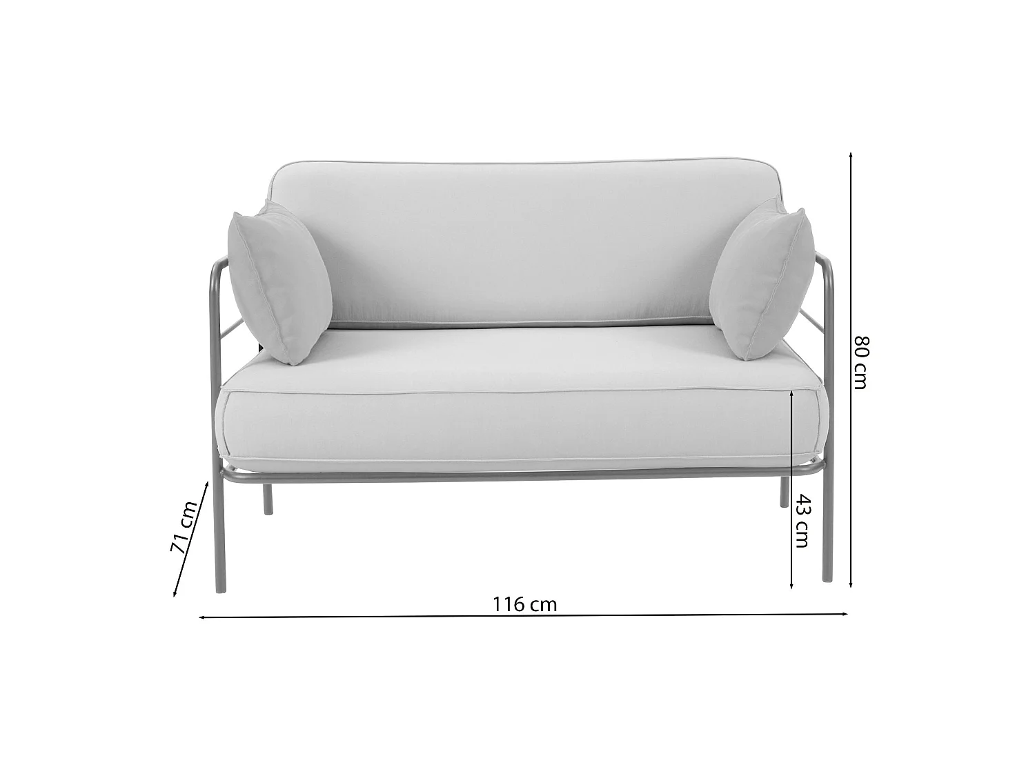 Garten-Sofa - wasserabweisend - beige/creme - 116 cm - PREGGEL