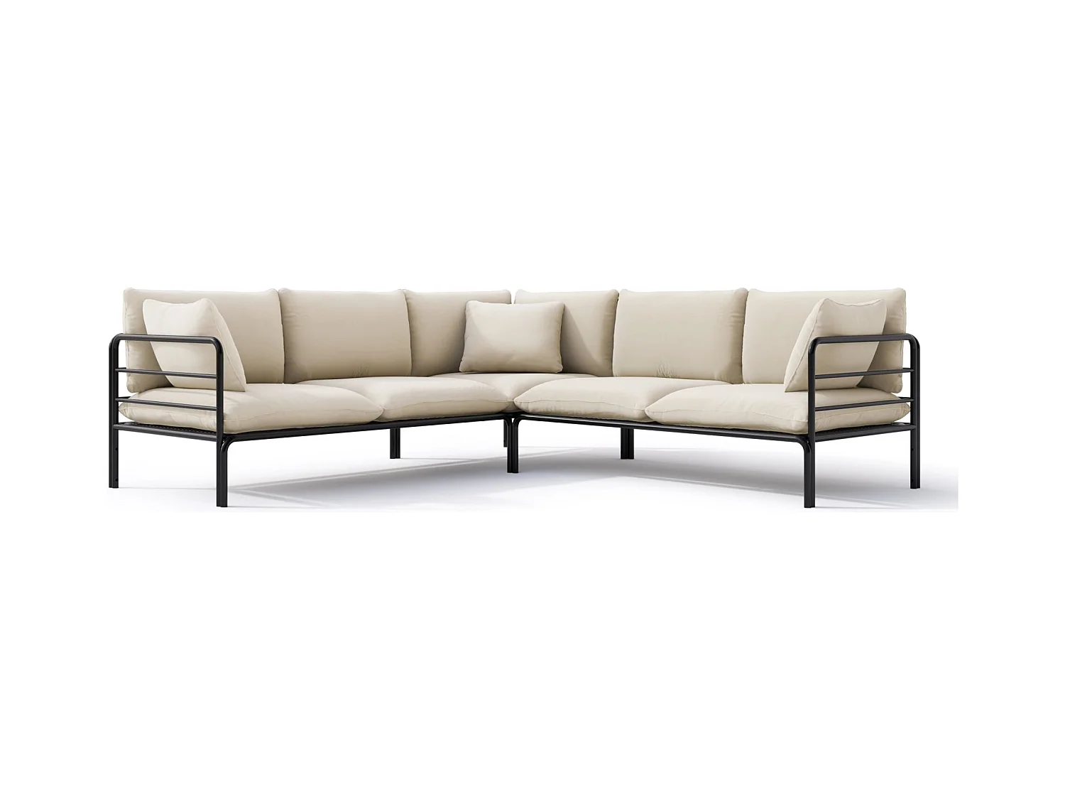Gartenecksofa mit wasserfestem Bezug - Beige/schwarzes Gestell - WORCULLY