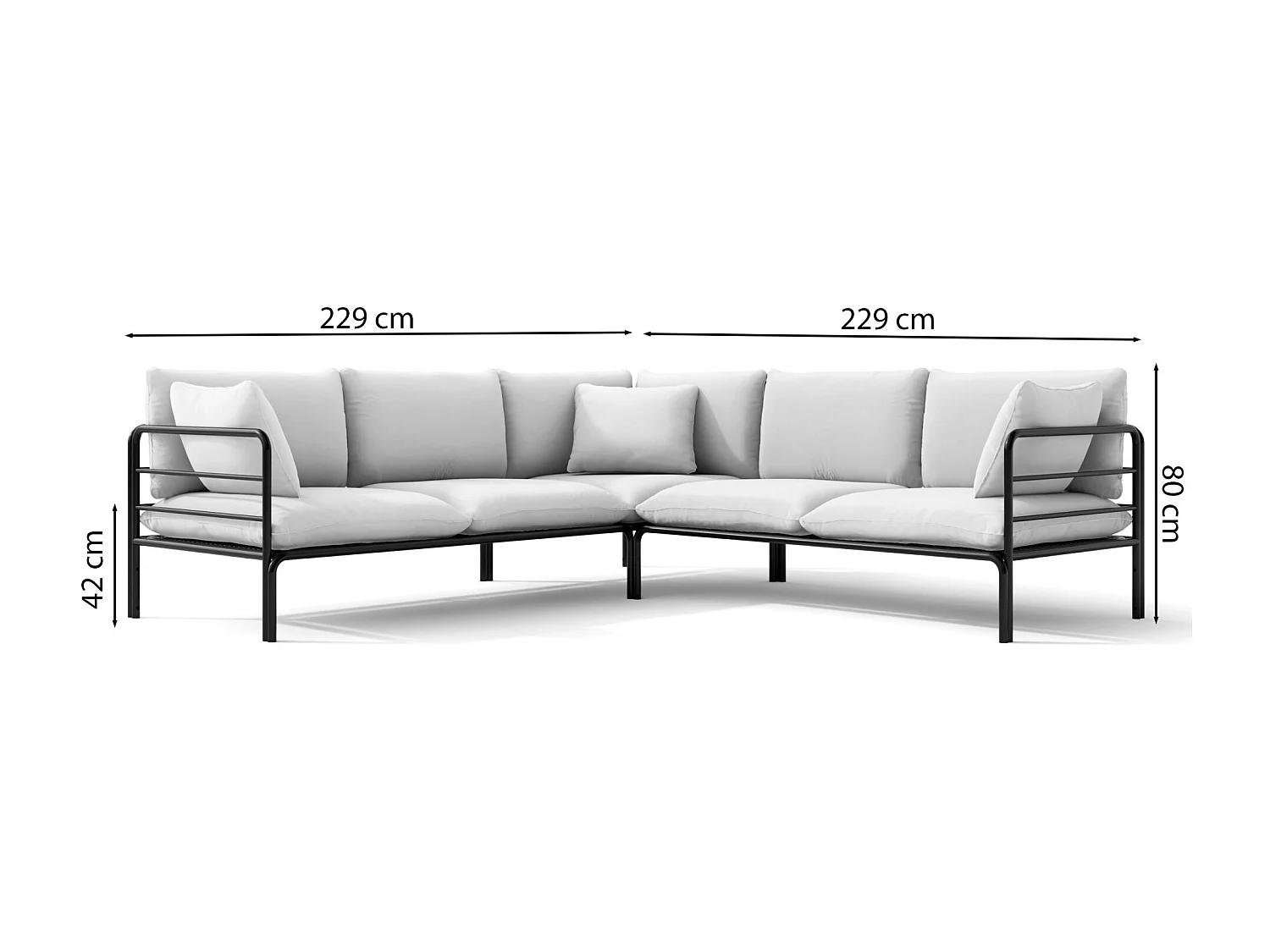 Gartenecksofa mit wasserfestem Bezug - Beige/schwarzes Gestell - WORCULLY