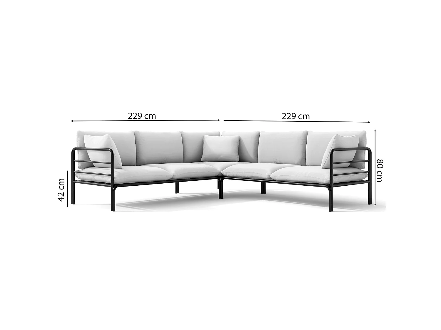Gartenecksofa mit wasserfestem Bezug - Beige/schwarzes Gestell - WORCULLY