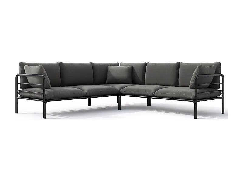 Gartenecksofa mit wasserfestem Bezug - Anthrazitgrau/schwarzes Gestell - WORCULLY