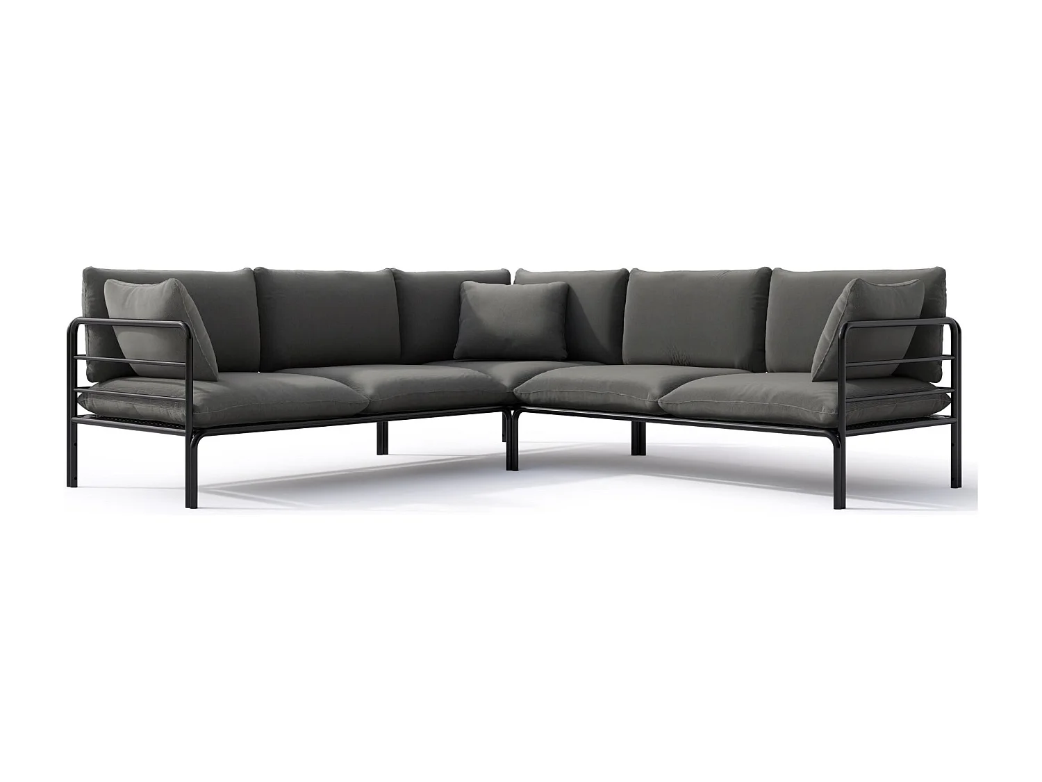 Gartenecksofa mit wasserfestem Bezug - Anthrazitgrau/schwarzes Gestell - WORCULLY