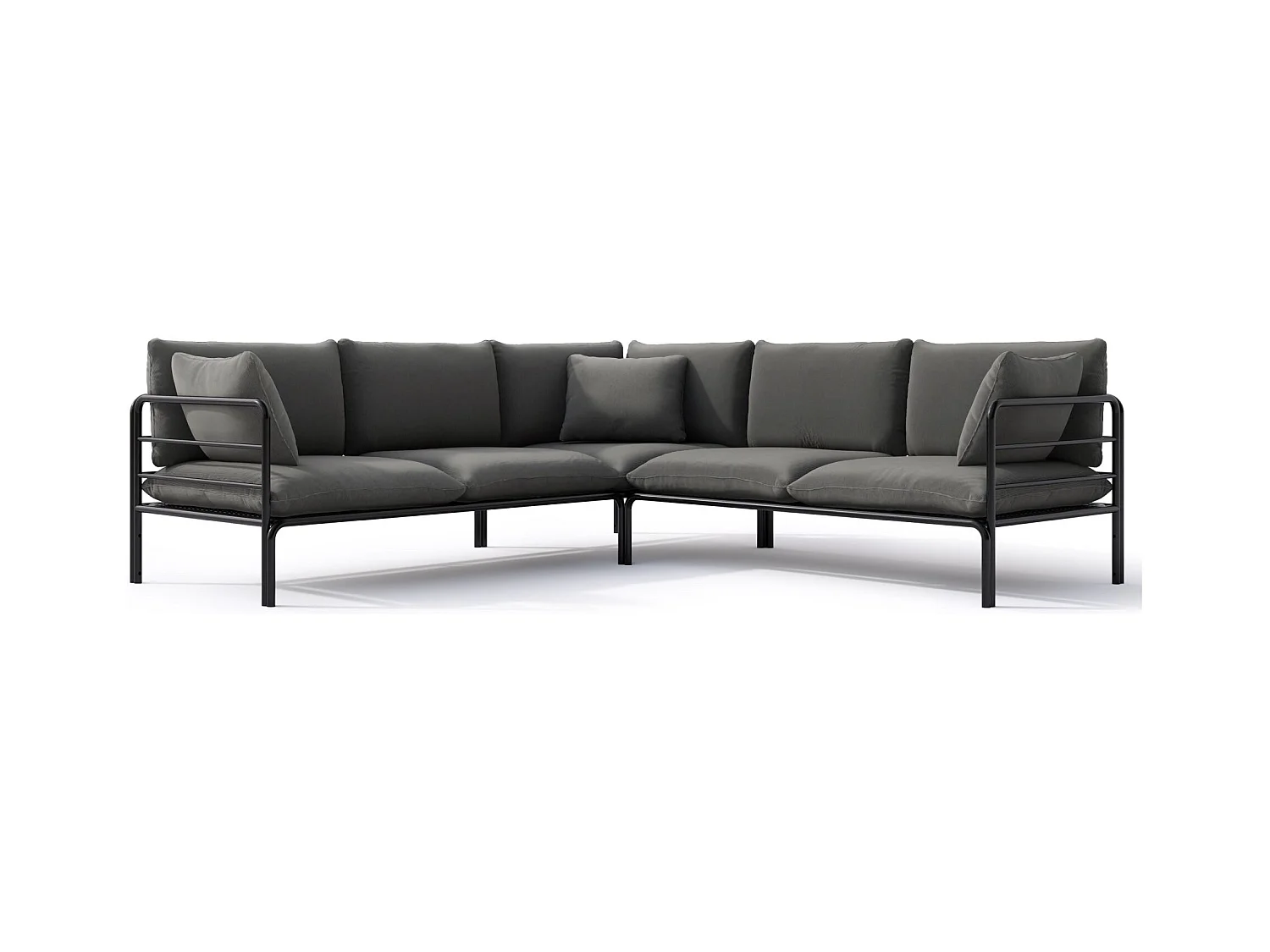 Gartenecksofa mit wasserfestem Bezug - Anthrazitgrau/schwarzes Gestell - WORCULLY