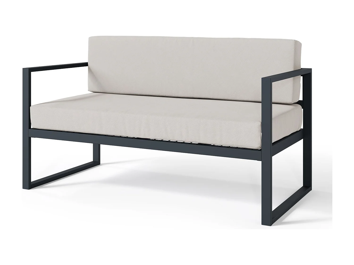 Garten-Sofa 2-Sitzer - wasserabweisend - grau/schwarz - DYWILLY