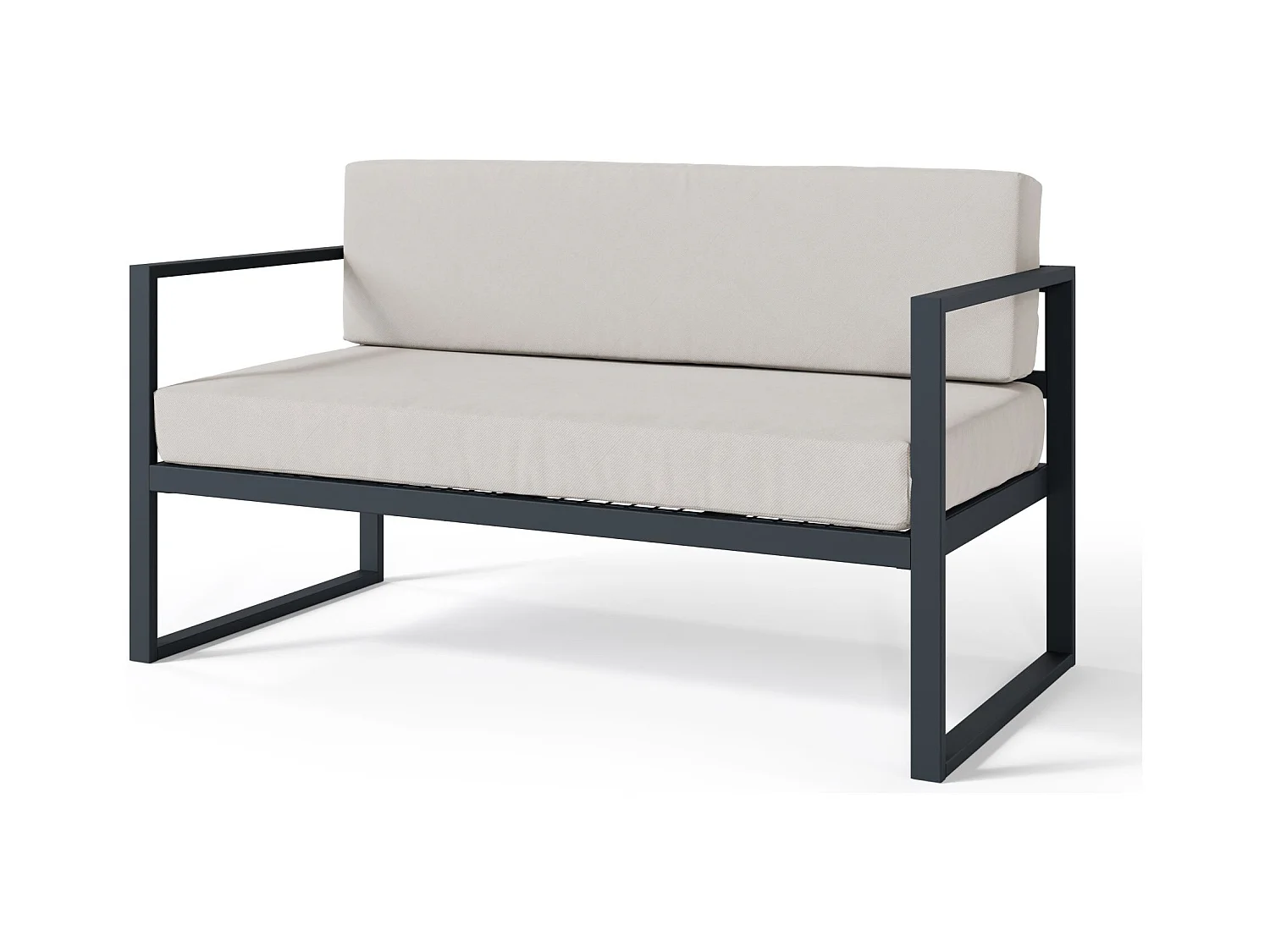 Garten-Sofa 2-Sitzer - wasserabweisend - grau/schwarz - DYWILLY