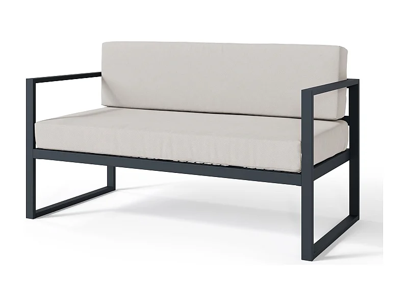 Garten-Sofa 2-Sitzer - wasserabweisend - grau/schwarz - DYWILLY