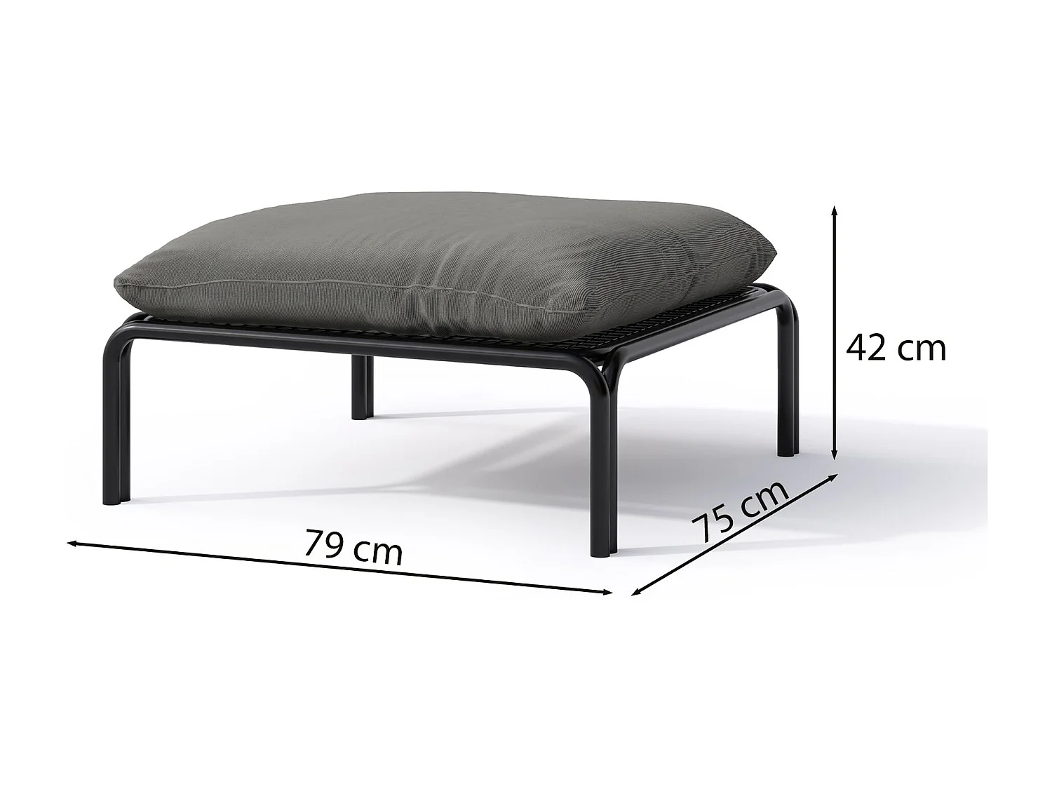 Gartenhocker- mit wasserabweisendem Stoff - Anthrazit/Schwarz - 75 x 72 cm - WORCULLY